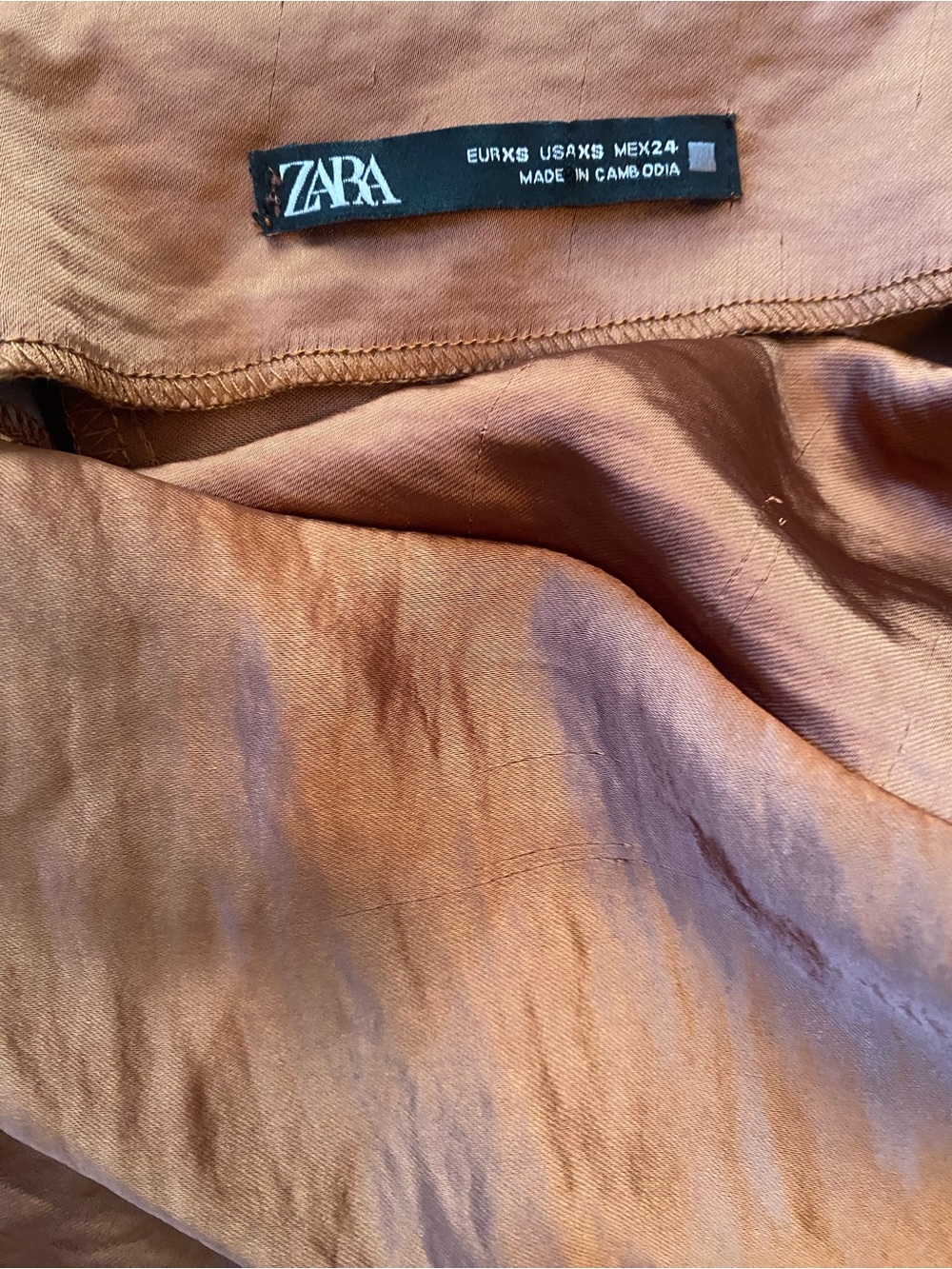 Zara Satin Cowl Neck Camisole - Copper Brown - Picture 5 of 6